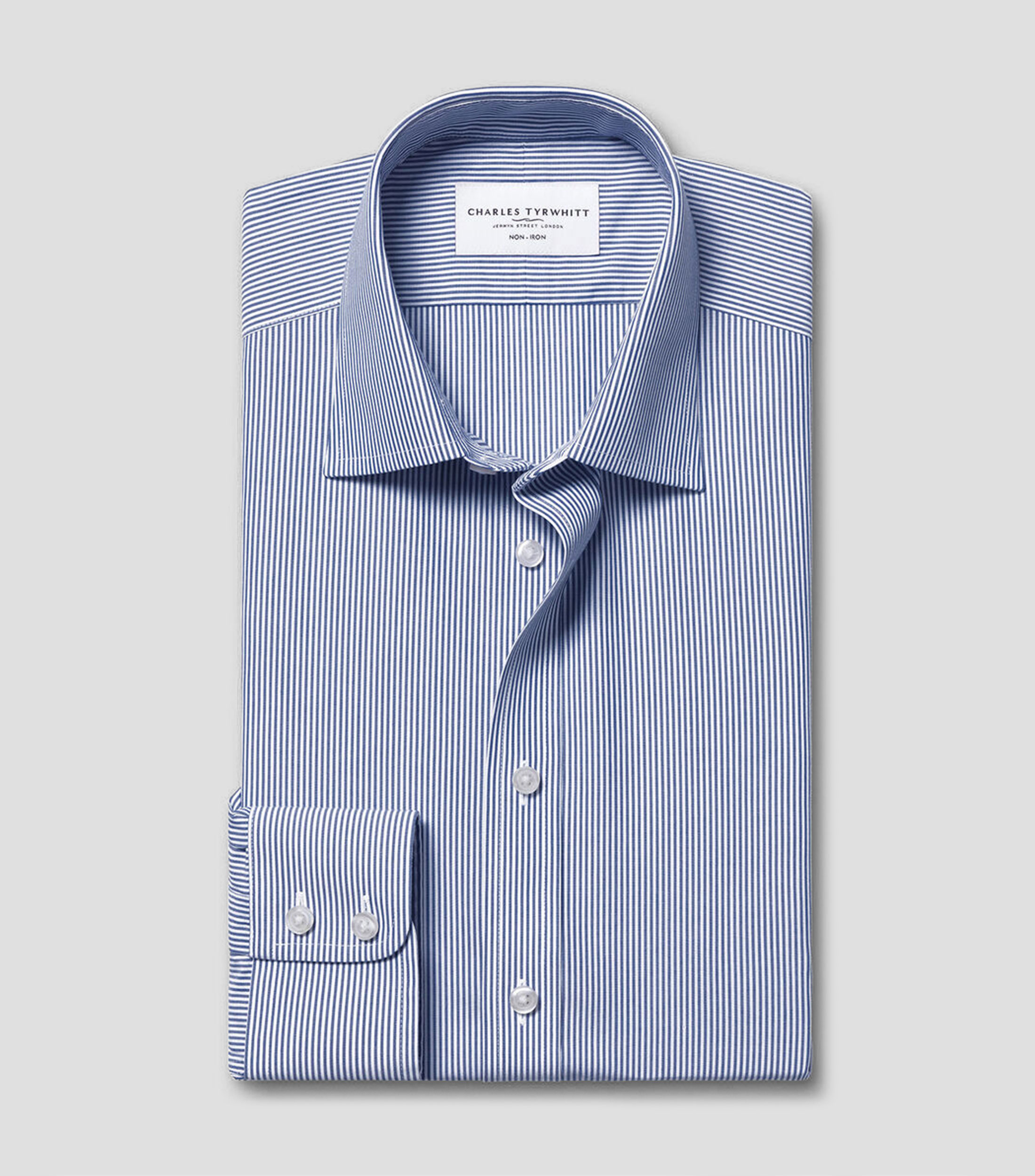 Camisa de vestir a rayas manga larga Hombre